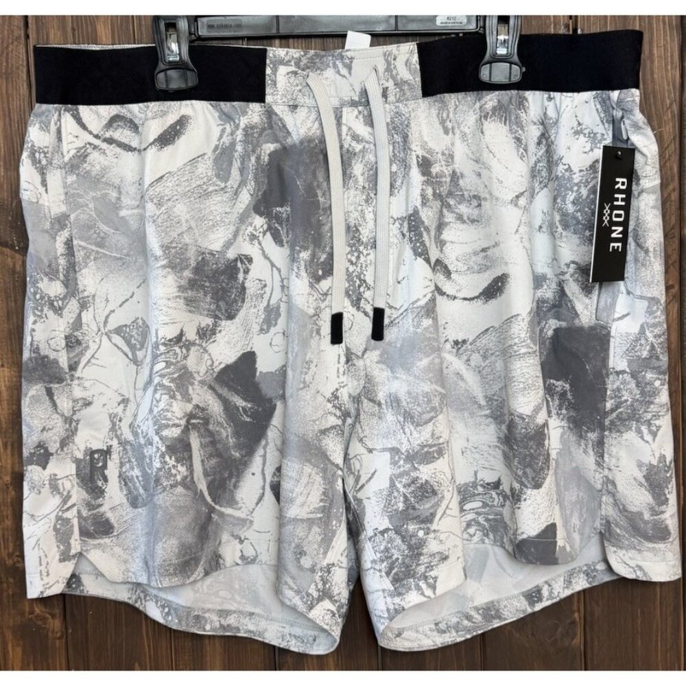 Rhone XXL Base Training Short 6” Unlined Sleet Gray Marble Print NWT $70